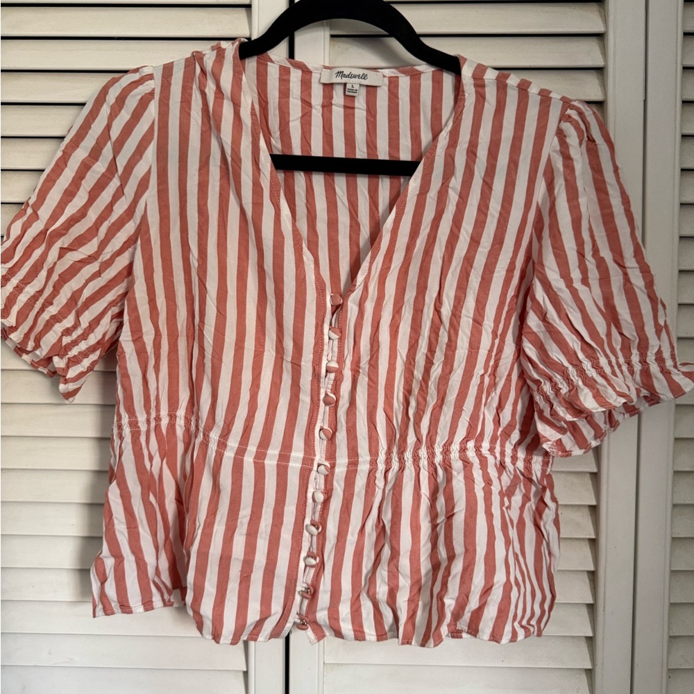 Madewell Women's Red Striped Top